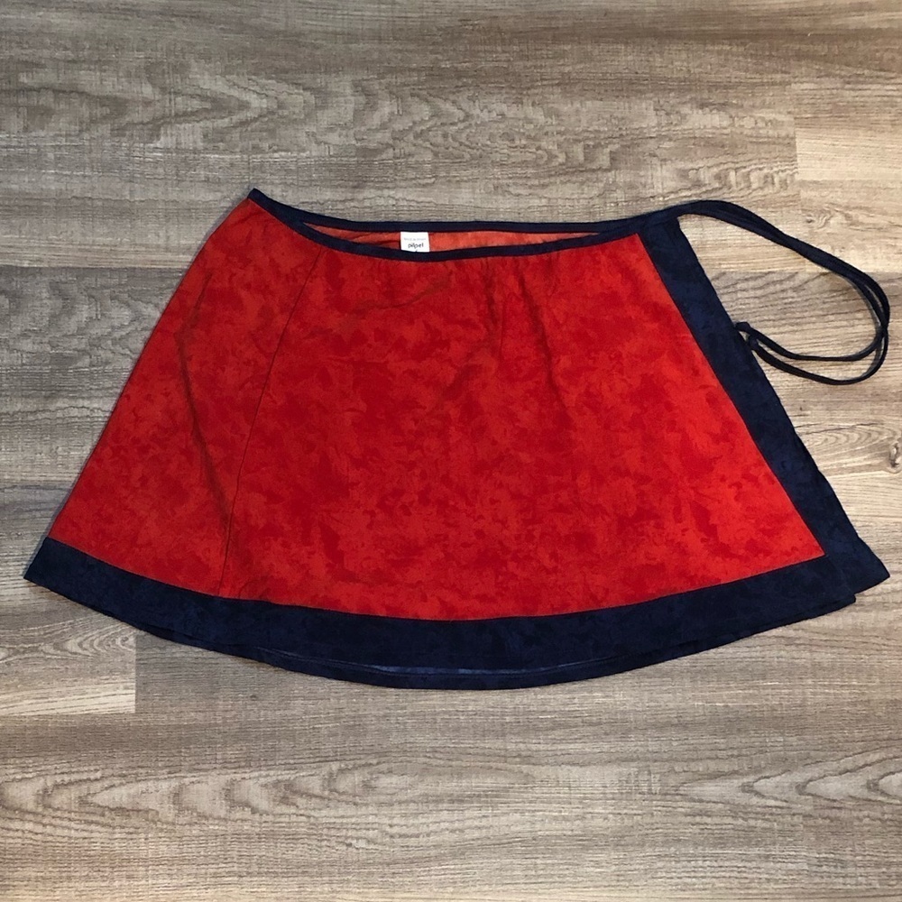 Pilpel Wrap Skirt Swimsuit Cover-Up Orange & Navy